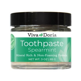 Viva Doria Fluoride Free Natural Mineralizing Toothpaste - Spearmint (3 oz Glass jar)