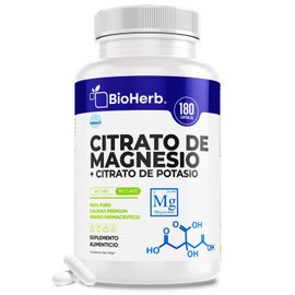 BioHerb  Citrato de Magnesio  Citrato de Potasio en Cápsulas  180 Cápsulas  Suministro 6 Meses  Hidratación y Equilibrio Electrolítico  Suplemento... 