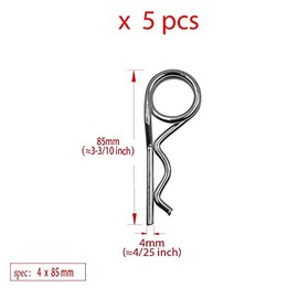 Double Ring R-Clip Pins R Shaped Spring Cotter Pin Zinc-Plating Trailer Tractor Mower Fastener Hardware (4 x 85 mm (5 pcs))