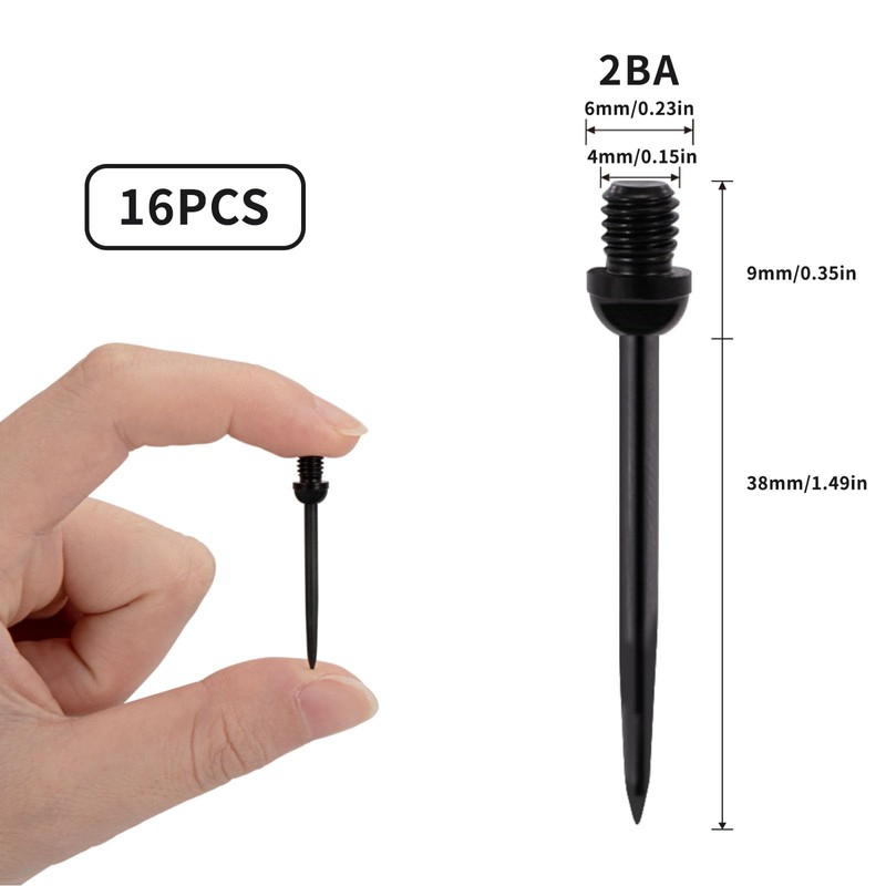 Heveer Steel Darts Tips Black Dart Tips with 2BA Thread