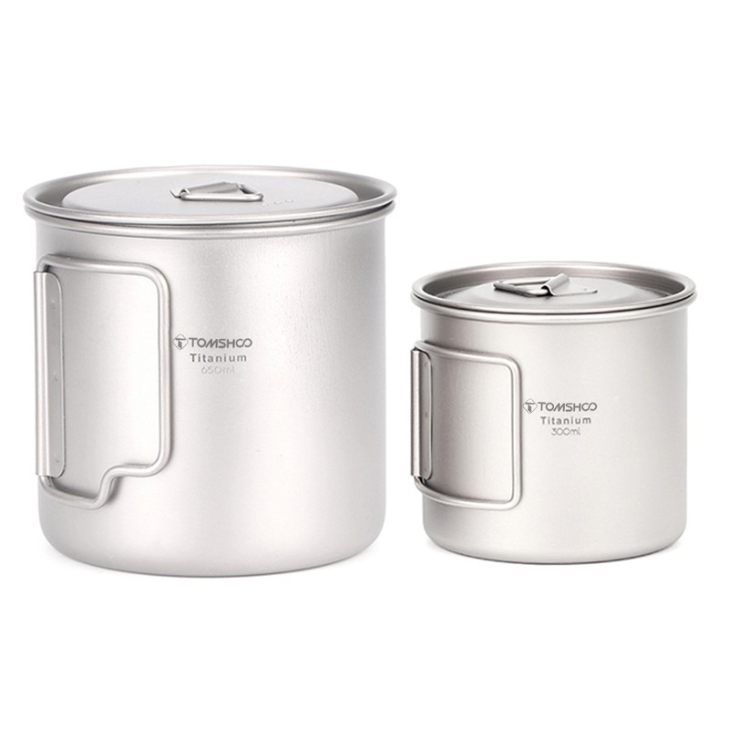 TOMSHOO Ultralight Titanium Cup Outdoor Portable 2PCS Cup Set 300ml
