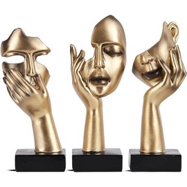 Thinker Statue, Golden Black Abstract Art Sculpture Modern Home Decora Shelf Decor Knick Knacks Desktop Decor Christmas Tv Stand Decor New Year Gift - color: 3 pcs black