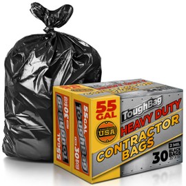 ToughBag 55-60 Gallon Drum Liners (30 COUNT) – 2 Mil Contractor Trash Bags, Heavy Duty 35 x 55" - Made In USA | ToughBag