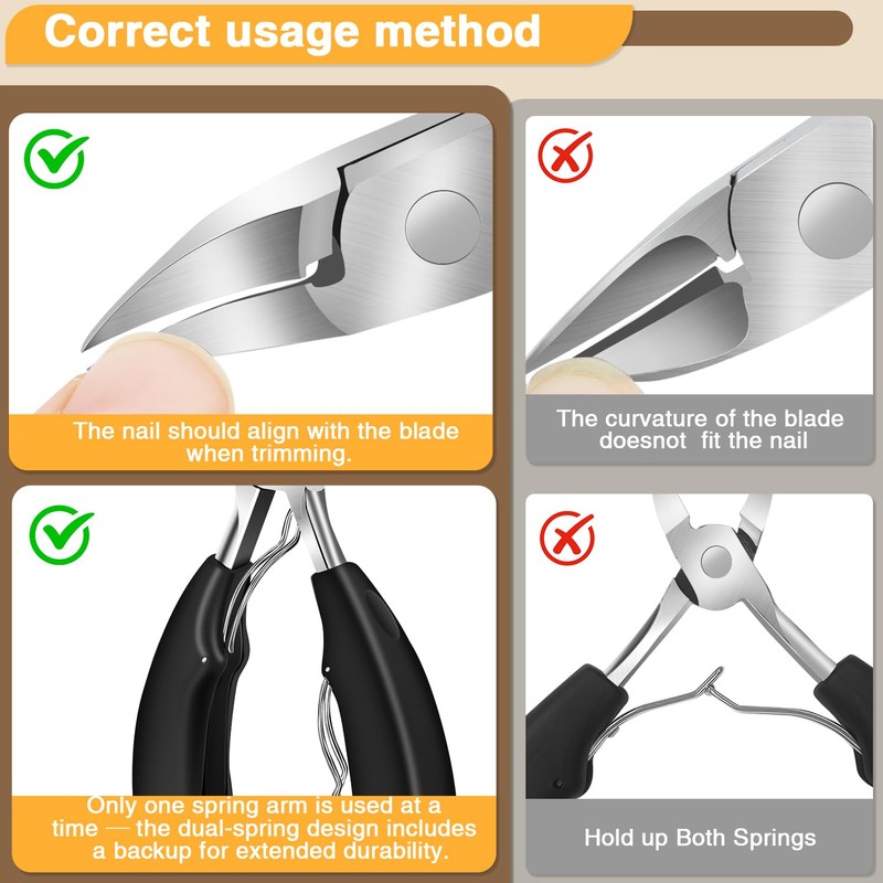 Toenail Clippers for Thick Toenails 6Pcs, Long Handle Nail Clippers