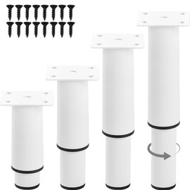 TCHOSUZ 7-13 Inch / 18-32cm Adjustable Metal Furniture Legs, Set of 4 Heavy Duty Bed Frame Center Slat Support Legs DIY Replacement Feet for DIY Cabinet Couch TVstand Chair Desk White