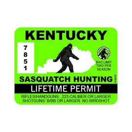 Kentucky Sasquatch Hunting Permit Sticker Premium Decal Die Cut Bigfoot Big Foot KY
