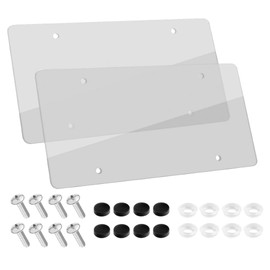 2 Transparency Flat License Plate Frame, ABS Car Front/Rear License Plate Frame with Screws Caps, Fit Any Standard US Plates（Clear）