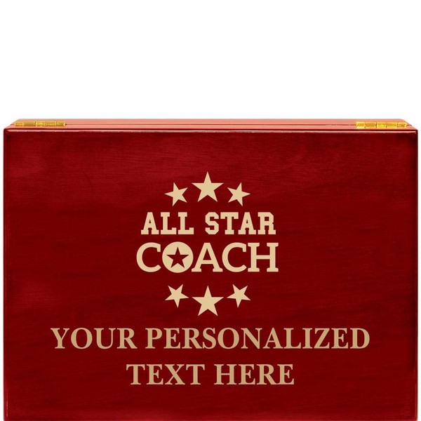 Crown Awards All Star Coach Rosewood Humidor Gift, Customize with