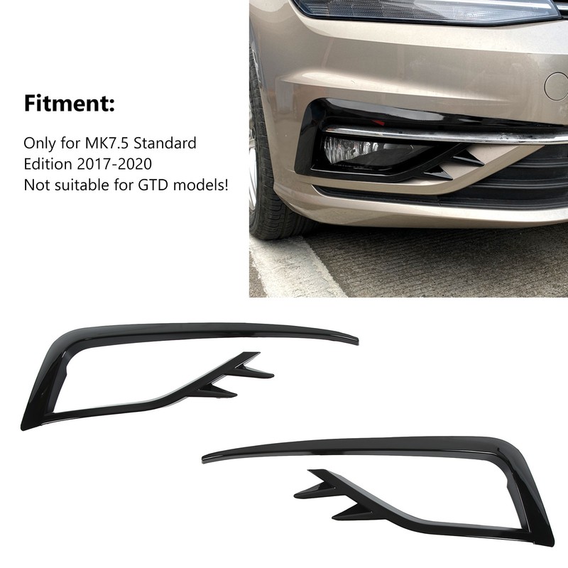 Pair Front Fog Light Lamp Eyebrow Trim Glossy Black for