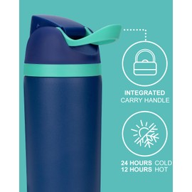 Fluxpur Insulated Water Bottle Sports Stainless Steel Water Bottle with Straw Travel Leakproof,19 Oz,Blue 10