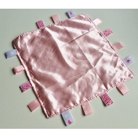 Soft Touch Comforter blanket with taggies. Taggie Comforter / Comfort Blanket. Great Gift. (Pink Taggie blanket)