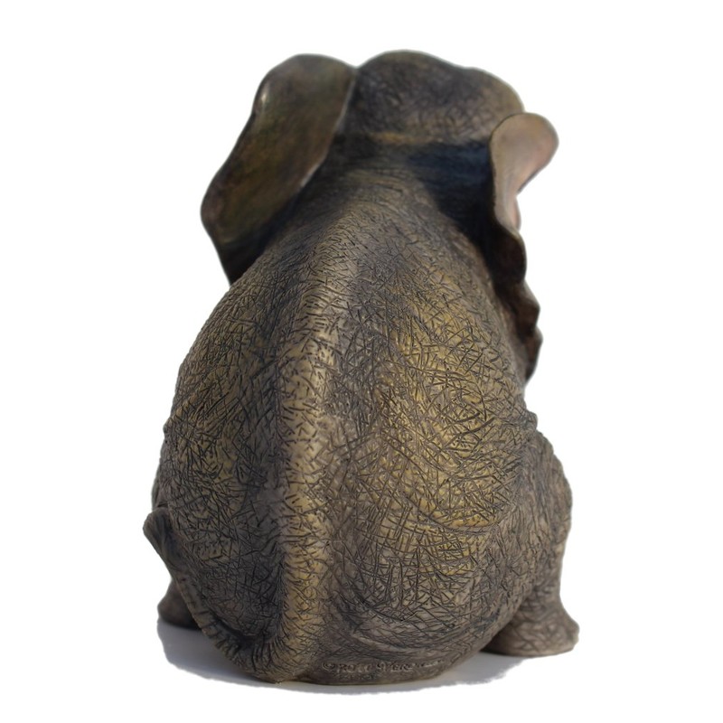 US 6.13 Inch Sitting Baby Elephant Decorative Figurine, Bronze Color