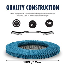 vuwo Flap Disc for Metal – Pack of 10 Flap Sanding Discs Grain 80 125 mm x 22.23 mm Professional T29 Sanding Discs, Flap Discs of Wood, Metal and Steel