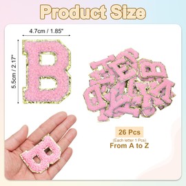 uxcell 26Pcs Chenille Letter Patches, A-Z Alphabet Self Adhesive Chenille Patches Embroidered Patch Stickers for DIY Fabric Clothing Shoes Bags, Pink