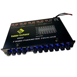 Bass Rockers BREQ7 7 Bands Parametric Equalizer for Car Audio Stereo Amp Sub High Level Speaker Input High Power Front Rear and Subwoofer Output