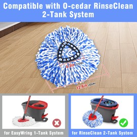 Mop Replace Head 3 Pack for O-Cedar RinseClean 2 Tank System, Microfiber Spin Mop Heads Replacement Refills for Deep Cleaning Home Bathroom Kitchen Tile Floor