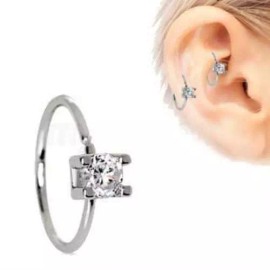 Undisclosed 316L Stainless Steel Prong Set CZ Cartilage Earring