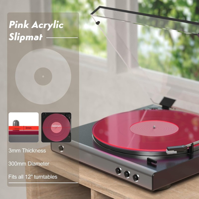 Turntable Platter Mat, 12 Inch Acrylic Record Player Platter Slip