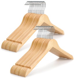 TOPIA HANGER Wooden Hangers 30 Pack, 0.28-inch Slim & Durable Clothes Hangers Space Saving, Natural Wood Hanger with 360°Swivel Hook and Non-Slip Shoulder Notches for Coat,Shirt, Camisole, Dress-CT51N