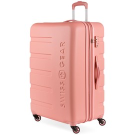 SwissGear 7366 Hardside Expandable Luggage with Spinner Wheels, Coral Almond, Checked-Large 27-Inch