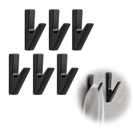 Coat Hooks Matt, 6 Pieces Coat Hooks Wall, Coat Hooks for Screwing Hooks, Hooks for Acoustic Panels, Wall Hooks, Wardrobe for Living Room, Bedroom, Bathroom and Kitchen, Wardrobe Jackets Hat