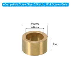 PATIKIL M14 Brass Spacer, Pack of 2 Metal Spacers Brass 14 mm ID x 20 mm OD x 10 mm L Brass Spacer Screw Spacer for 5/9 Inch or M14 Screw