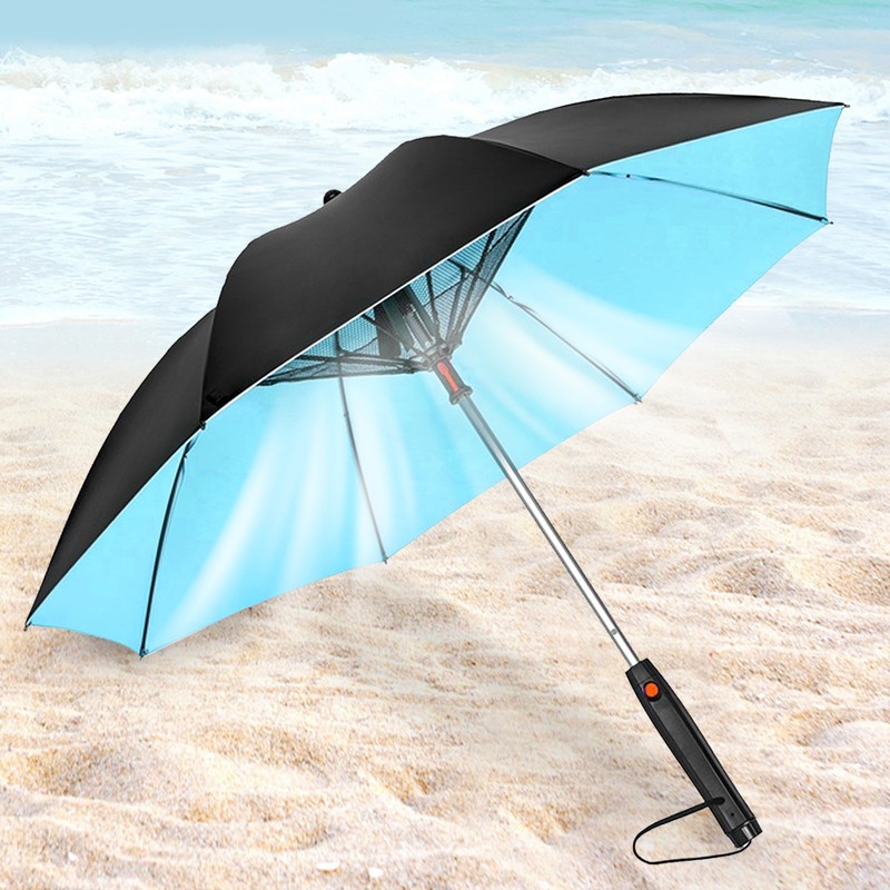 Sun Umbrella with Fan Mister 190T Vinyl Fiberglass UV Proof