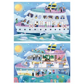 Educa - Set of 2 Jigsaw Puzzles for Kids with 100 Pieces Full of External Details and Internal | Boat Outside/Inside. Dimensions: 40 x 28 cm. Recommended for ages 6 and up (19958)