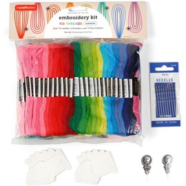 Incraftables Embroidery Thread for Bracelets 100pcs. Embroidery Kit for Friendship Bracelets String Making. Embroidery Floss Kit w/Needles, Threaders & Yarn Tools. Best Cross Stitch Rainbow Skeins