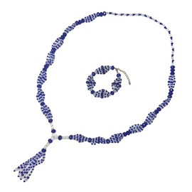 Yemayá Necklace (26" long) and Yemaya Bracelet (4" closed) Santeria bead mazo Collar de cabecera Ilde de Lemanjá beaded Eleke for Yemaya Idde Ifa Yoruba Religion Orisha Warrior Ide for making Santo