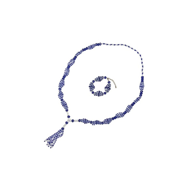 Yemayá Necklace (26" long) and Yemaya Bracelet (4" closed) Santeria