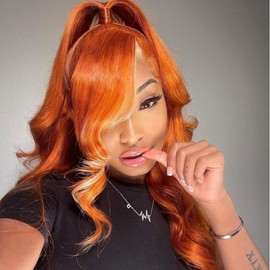 Bling Hair 180 Density Orange Ginger Body Wave 13x4 13x6 5x5 HD Lace Frontal Colored Wig Human Hair Glueless Wigs For Woman Natural Hairline - Lace: 13x4 Body Wave, Length: 22inch