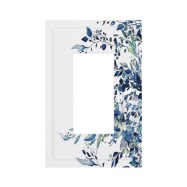 Lolreai Decorative Outlet Covers Blue Eucalyptus Watercolor Floral Plant Leaves 1 Gang Light Switch Cover Single Rocker Wall Plate Decora GFCI Electrical Switchplate for Bedroom Home Decor（2 Pack）