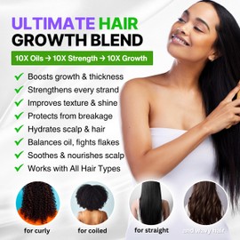 Organic Rosemary Oil For Hair Growth + Applicator with Castor, Argan, Coconut, Almond, Jojoba, Avocado, Vitamin E & Peppermint for Hair & Scalp Treatment, All Hair Types, Men & Women 2oz