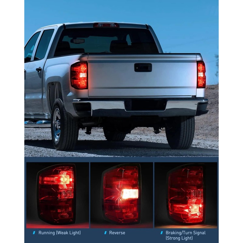 Nilight Taillight Assembly for 2014-2019 Chevy Silverado 1500 2500 HD