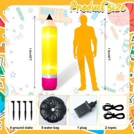 Shappy 6ft Inflatable Pencil Back to School Outdoor Decoration Welcome Preschool Kindergarten Jumbo Giant Pencil Blow up Yard Decor with Built in LED Light for First Day of School Supplies