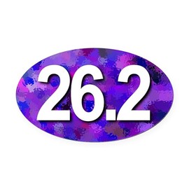 CafePress Super Unique 26.2 (Purple Version) Oval Car Magnet, Euro Oval Bumper Magnet