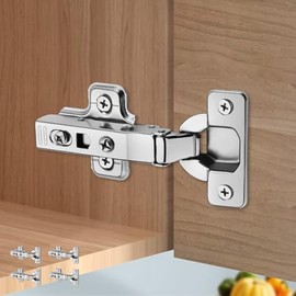 4 Piezas Bisagras para gabinete cierre suave de cocina de Cobertura Total, accesorios hardware gabinetes, armarios y estanterías, Paneles Con Clip Para Facilitar La Instalación (4 piezas)