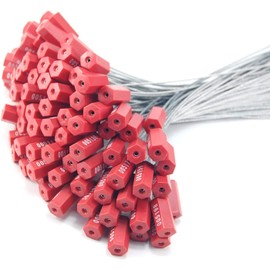 Duebass 16'' Red Pull-Tite Steel Security Cable Wire Seals 100 Pcs