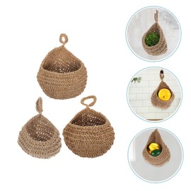 Levemolo 3pcs Wall Hanging Teardrop Baskets Rustic Vegetable and Fruit Storage for Kitchen Home Style for Garlic Onions and More