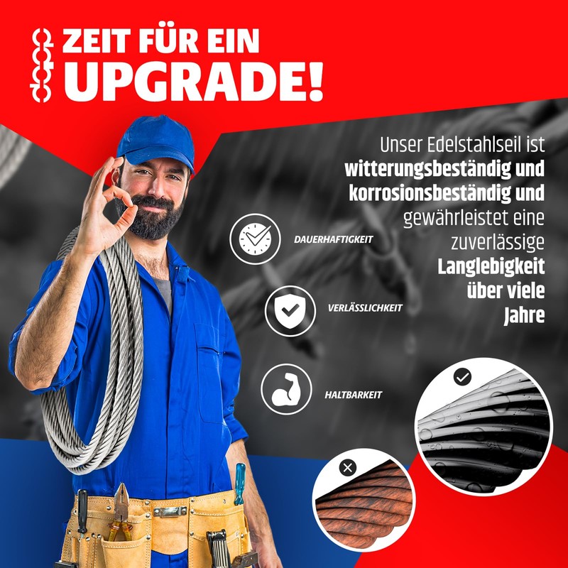 DQ-PP Steel Rope | 4mm | 5m | Stainless Steel
