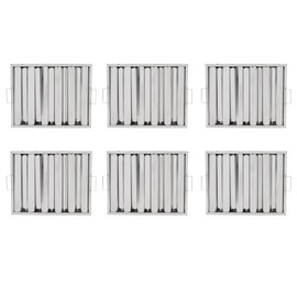 Pack of 6 Hood Filters, 430 Stainless Steel 5 Grooves Commercial Hood Filters, Range Hood Filter for Grease Rated Commercial Kitchen Exhaust Hoods