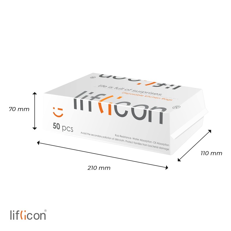 Liflicon 50 Disposable Cotton Face and Body Towels Dry Wipes