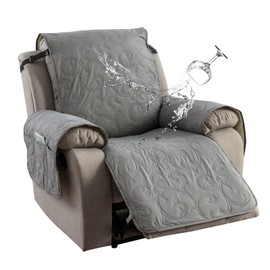 100% Waterproof Recliner Chair Cover, Recliner Chair Covers for Reclining Chair, Non-Slip Fabric Recliner Couch Cover for Living Room, for Pets Kids Protector, Washable (Light Gray, 28"Recliner Chair)