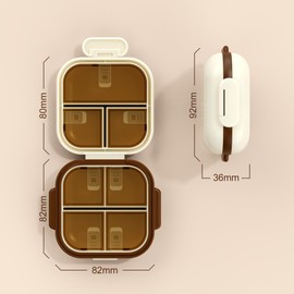 Kimsky Pill Box 7 Days, Medication Box 7 Days, 7 Compartments, Pill Box Small for On the Go, Lightproof Pill Box 7 Days Morning Evening for Medication, Fish Oil, Vitamins etc. - Cream