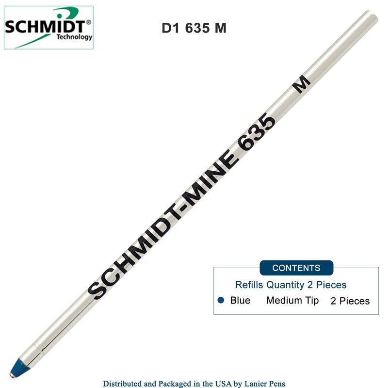 Schmidt 635 D1 Mine Ballpoint Refill - Blue Ink (Medium
