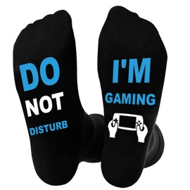 Niorasen Funny Socks for Men, Black Cotton Calf Socks - Thanksgiving Christmas Birthday Gifts, Novelty Gifts Ideas for Gamer, Size 6-11