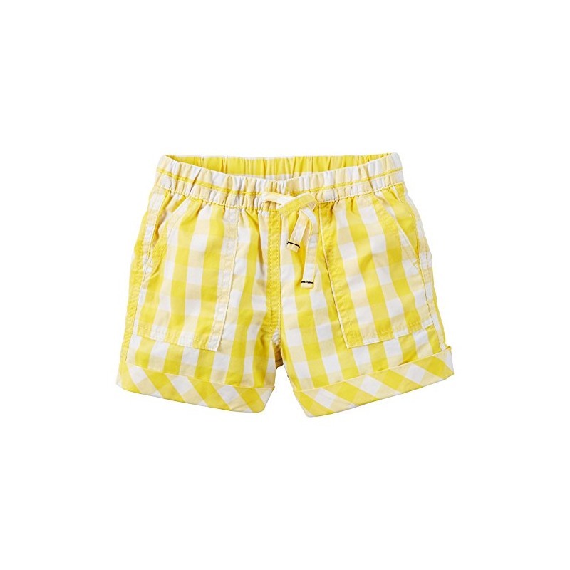 Carters Baby Girls Pull-On Gingham Poplin Shorts Yellow 12M