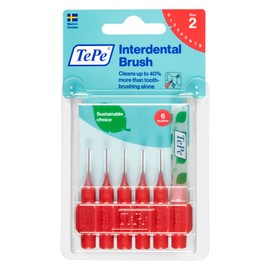 TePe - Juego de 6 cepillos interdentales suaves para limpieza de dientes, 0,5 mm, color rojo