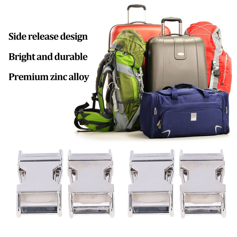 4Pcs Side Release Buckle 25x47mm Zinc Alloy Glossy Durable Wide